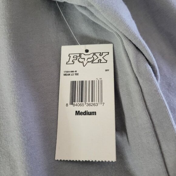 Fox Tee Shirt Gray Mens Medium Standard Fit Blue White Detail - Picture 6 of 10